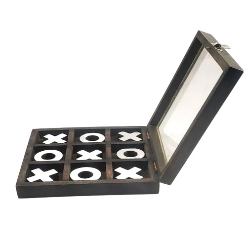 Black Wooden Tic Tac Toe Game