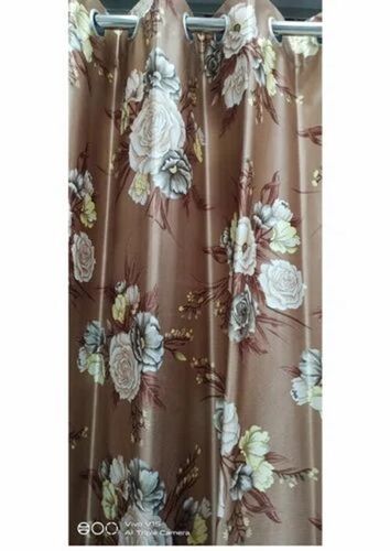 Floral Printed Brown Polyester Curtain