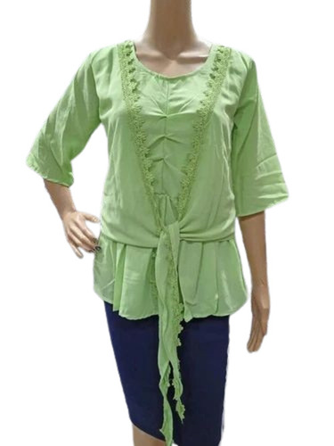 Ladies Olive Green Georgette Top - Design: Standard