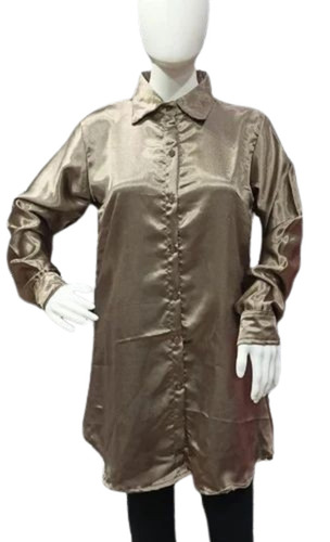 Ladies Plain Satin Shirt