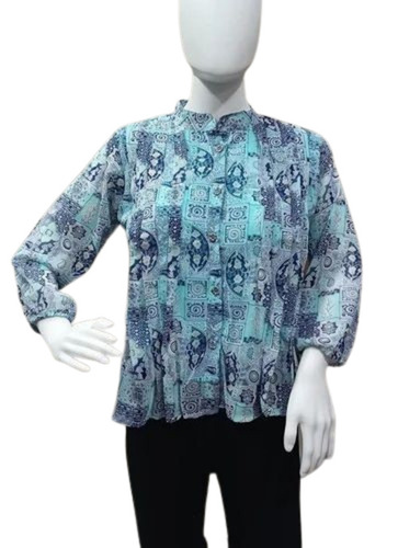 Ladies Sky Blue Printed Top