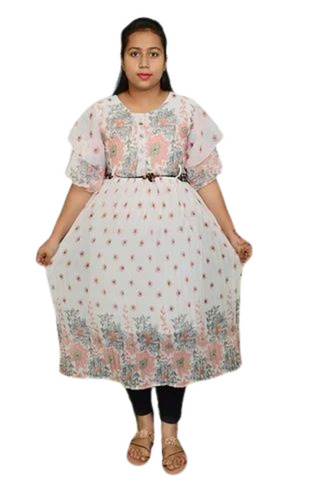 White Printed Cotton Kurti