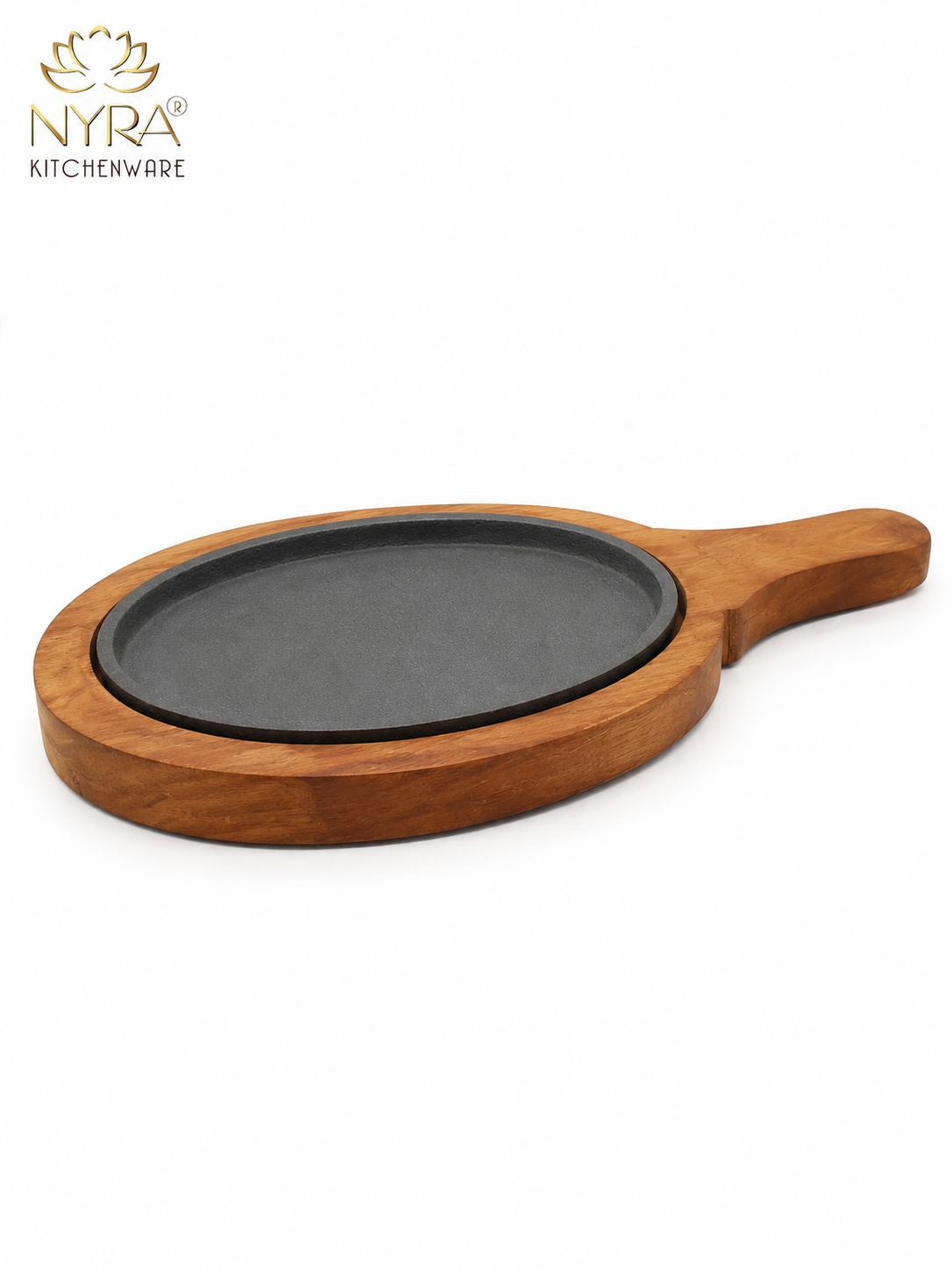 Cast Iron Sizzler Platter With Wood Trivet