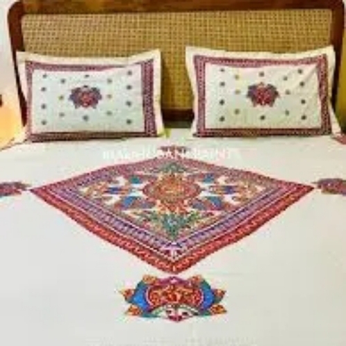Hand Painted Madhubani Art Bed Sheets