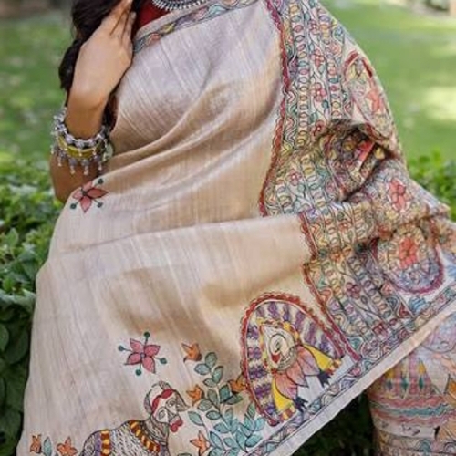 Hand Painted Madhubani Art Sarees