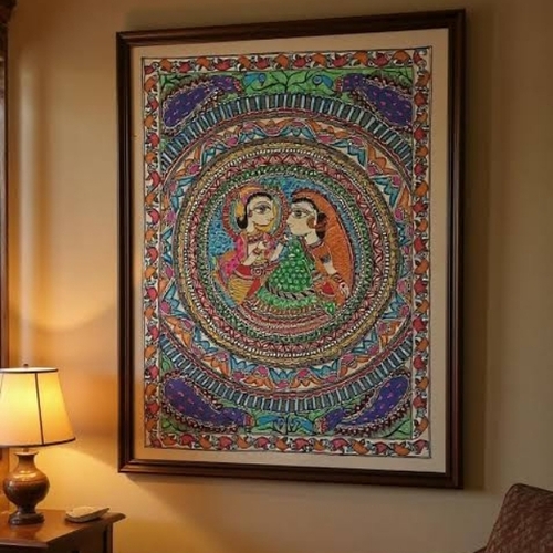 Handmade Madhubani Art Radha Kishan Picture
S