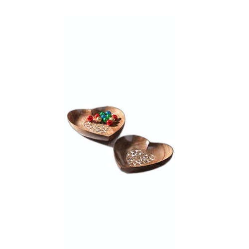 Heart Shape Wooden Tray 2 Pcs Set