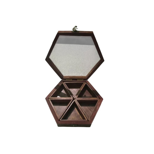 Hexagonal Wooden Spice Box