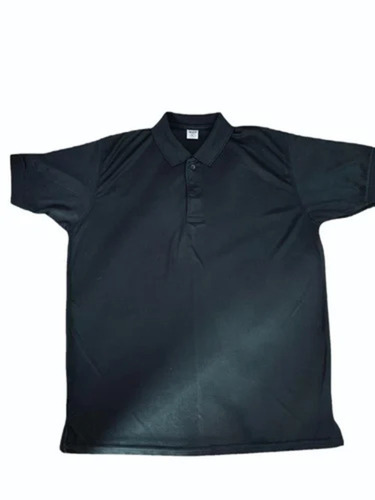 Men Black Dot Net Polo Neck T Shirt