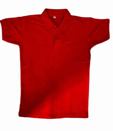 Men Red Micro Polo Neck T Shirt