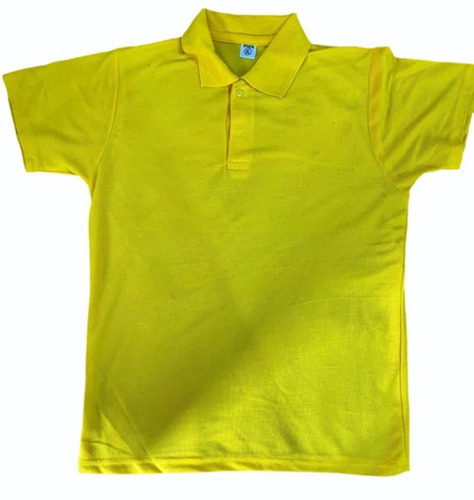 Men Yellow Spun Matty Polo Neck T Shirt