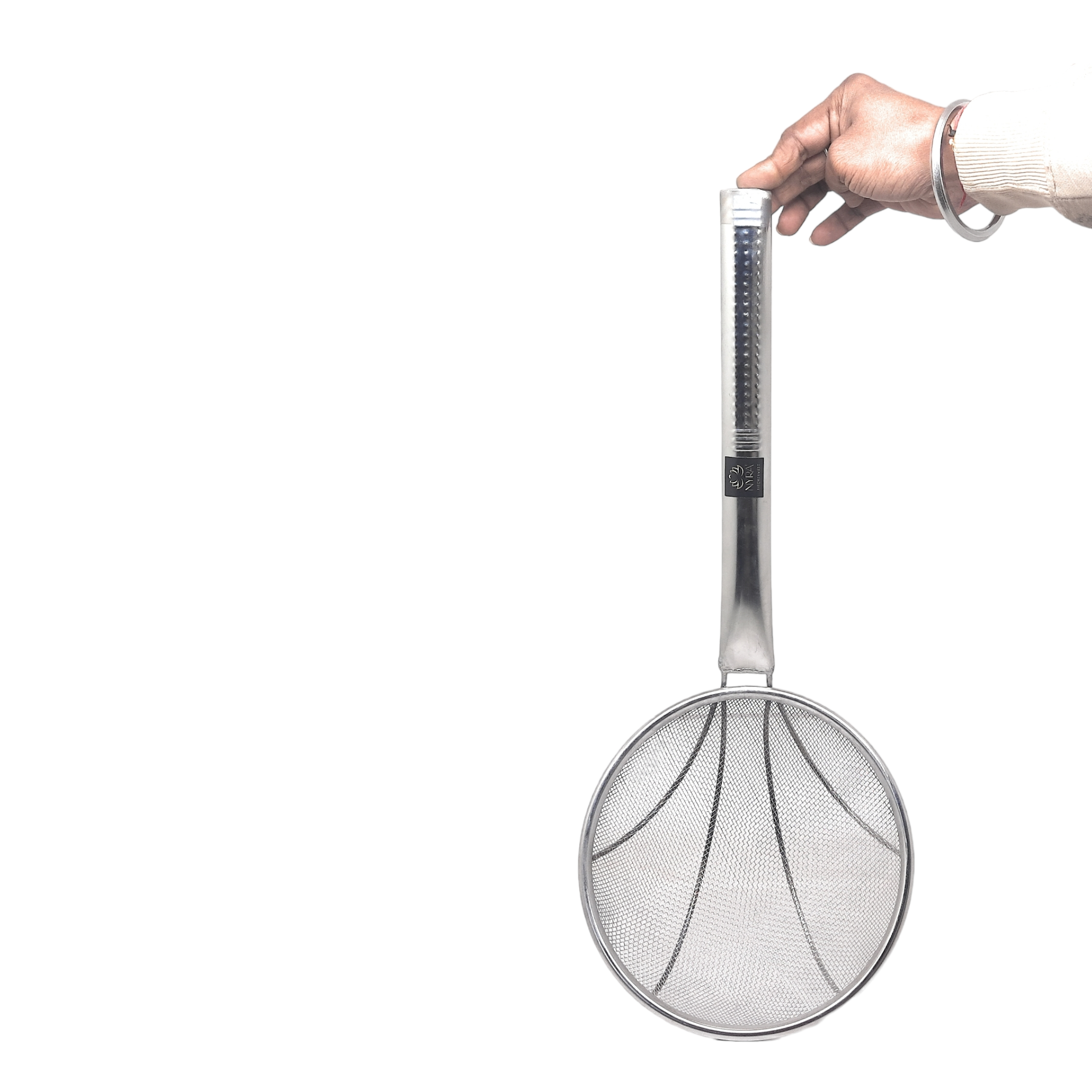 Stainless Steel Wire Strainer: Ideal For Deep Frying Snacks | Heat-Resistant Hand- Medium Size - Weight: 230 Grams (G)