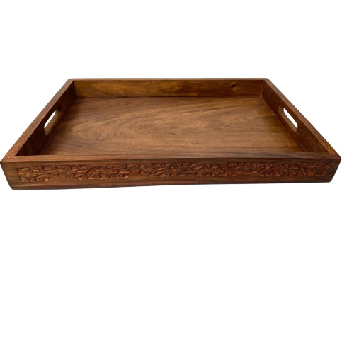 Wooden Carving Serving Tray - Color: Brown