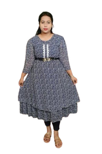 Full Sleeve Printed Rayon Kurti