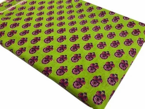 Green Printed Cotton Fabric