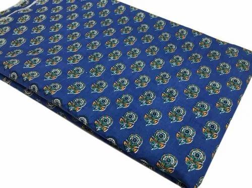 Royal Blue Printed Cotton Fabric