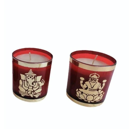 Laxmi Ganesh Tealight Glass Candle Set