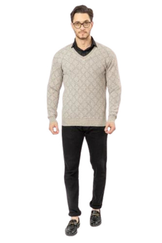 Beige Color Mens Pullover Woolen Sweaters