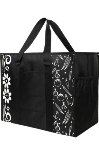 Black Printed Polyester Shopping Bag