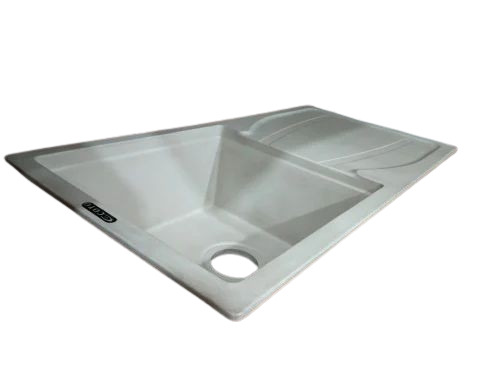 White Ceramic Kitchen Sink - Feature: Polished