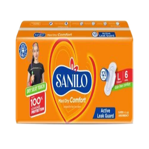 Cotton Sanitary Pads - Cotton, L Size, White | Breathable, Comfortable Feel, Unscented, Single Use