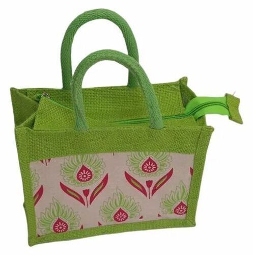 210 Gsm Green Shopping Printed Jute Bag