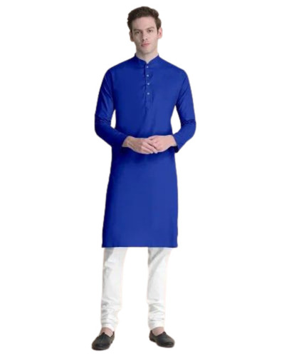 Men Blue Color Plain Kurta