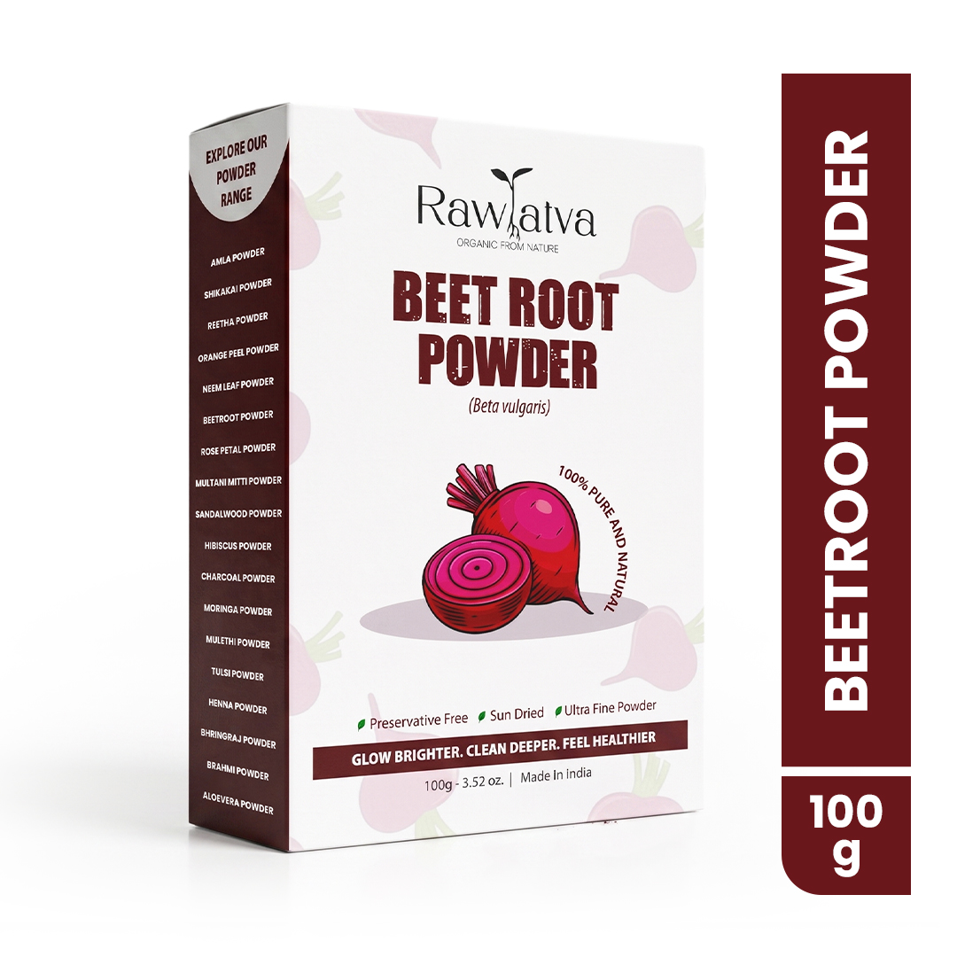 Raw Tatva Beetroot Powder 100G - Color: Dark Pink