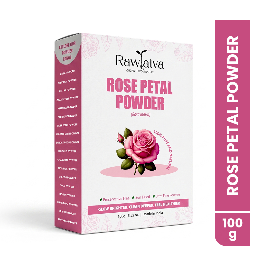 Raw Tatva Rose Petal Powder 100g - Best For: Daily Use