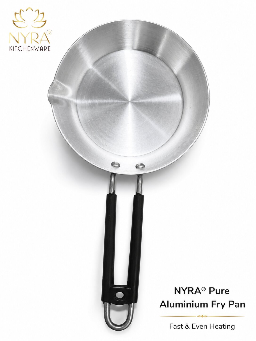 Aluminium Non Stick Fry Pan With Dual Pour Spouts And Heat Resistant Handle Small Size - Color: White