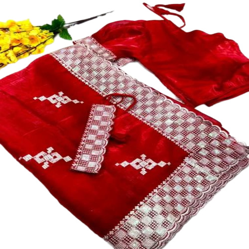 Ladies Red Georgette Sarees