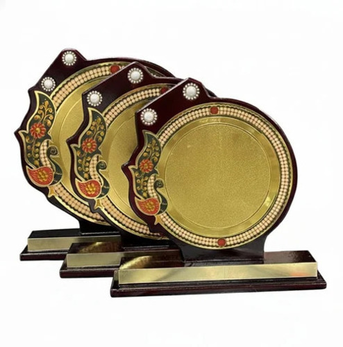 Wooden Peacock Foil Trophy - Finishing: Polished