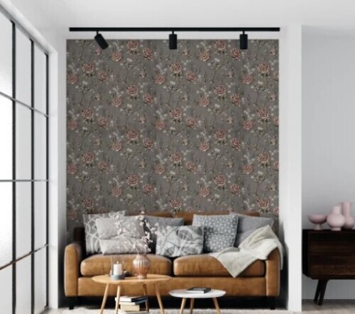 Gray Flower Foam Sheet Wallpaper