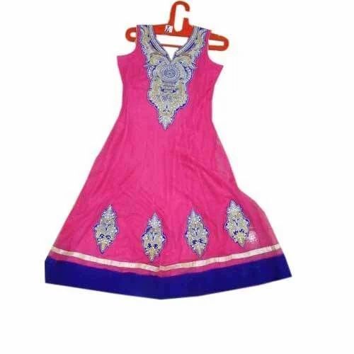 Velvet Buta Pink Anarkali Suit