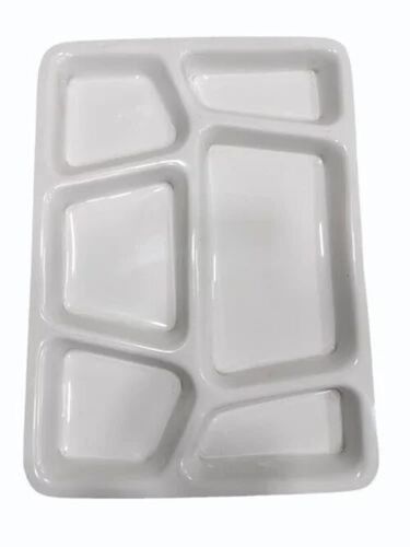 18X8 Inch 6 Compartment Acrylic Plate - Color: White