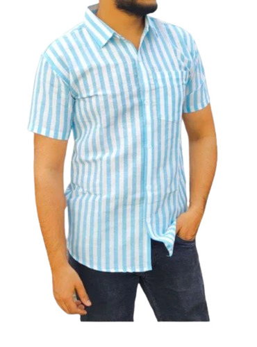 Men Blue Color Cotton Shirts