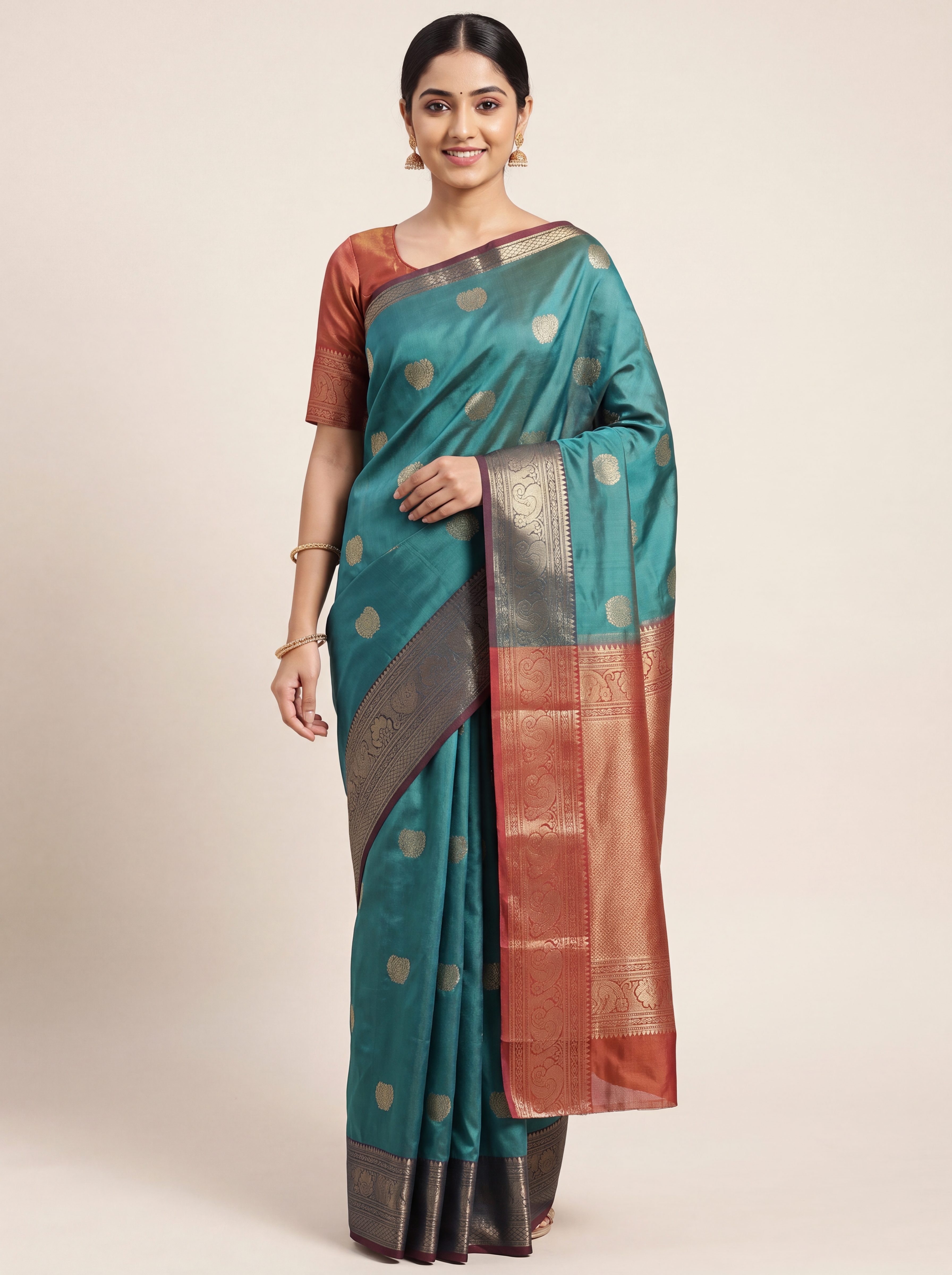 Softy Silk Saree With Full Gold Zari Butta - Color: Multiple Colours Available