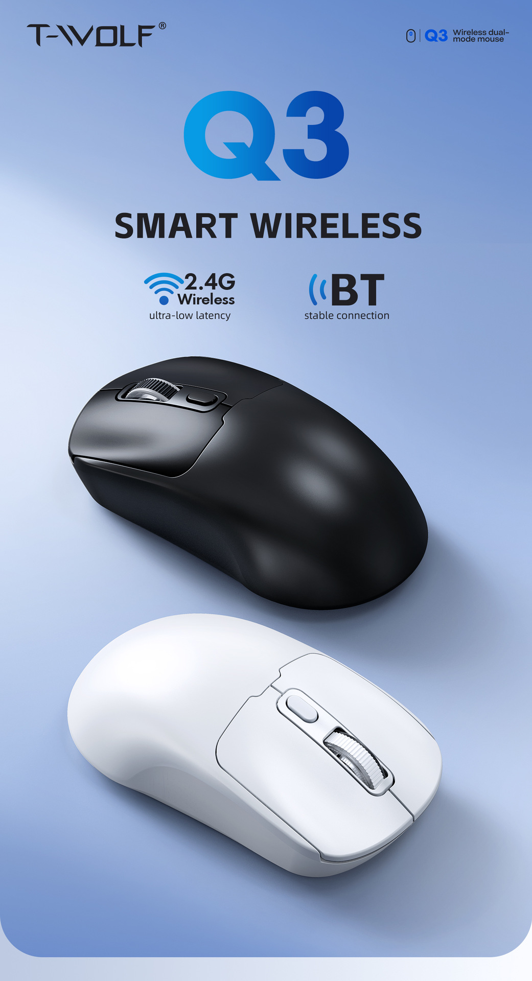 T-Wolf Q3 Bluetooth Wireless Mouse Dual-Mode Charging Model 2.4G Laptop Office Mouse Mute - Application: Computer