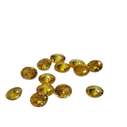 01 Round Yellow Colour Cubic Zirconia Stone