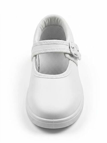 Girls White Pvc School Uniform Belly Shoes