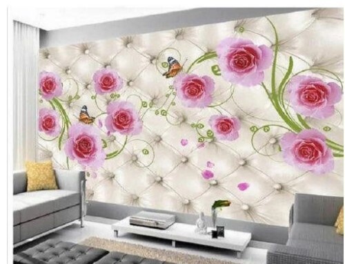 Pvc 3d Flower Wallpaper