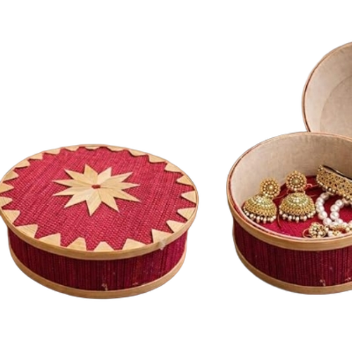 Round Bamboo Jewellery Storage Box
