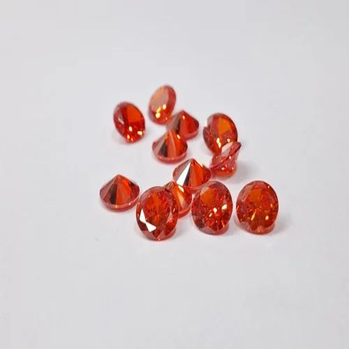 Round Orange Colour Cubic Zirconia Stone