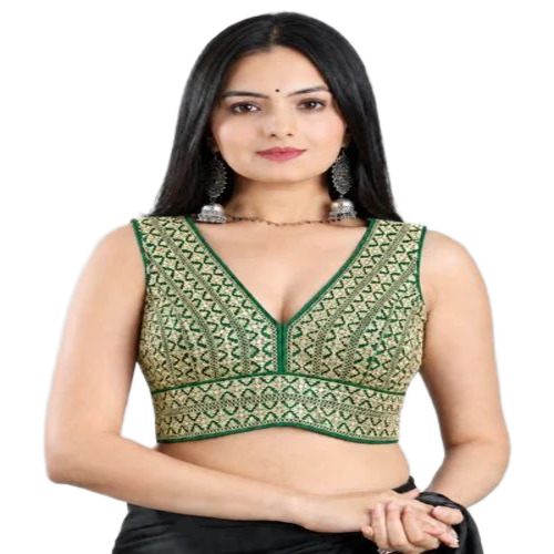 Sleeveless Green Designer Blouse
