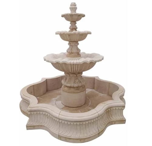 Antique Sandstone Water Fountain - Color: Beige