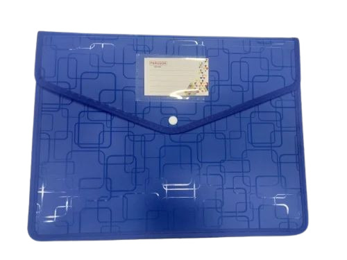 Dark Blue Color Button Plastic File Folder