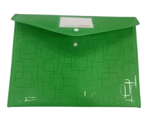 Green Color Button Plastic File Folder