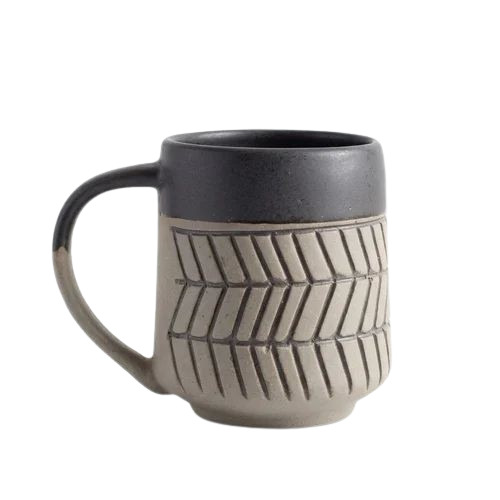 Handcrafted Black & Beige Ceramic Coffee Mug
