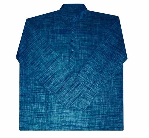 Men Blue Khadi Kurta