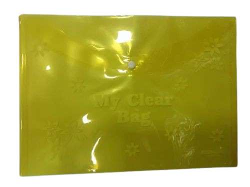 Yellow Color Button Plastic File Folder